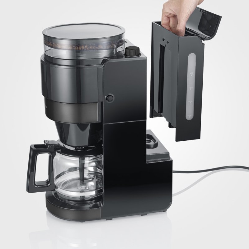 SEVERIN coffee maker with grinder KA 4830, black, glass jug, 10 cups, timer